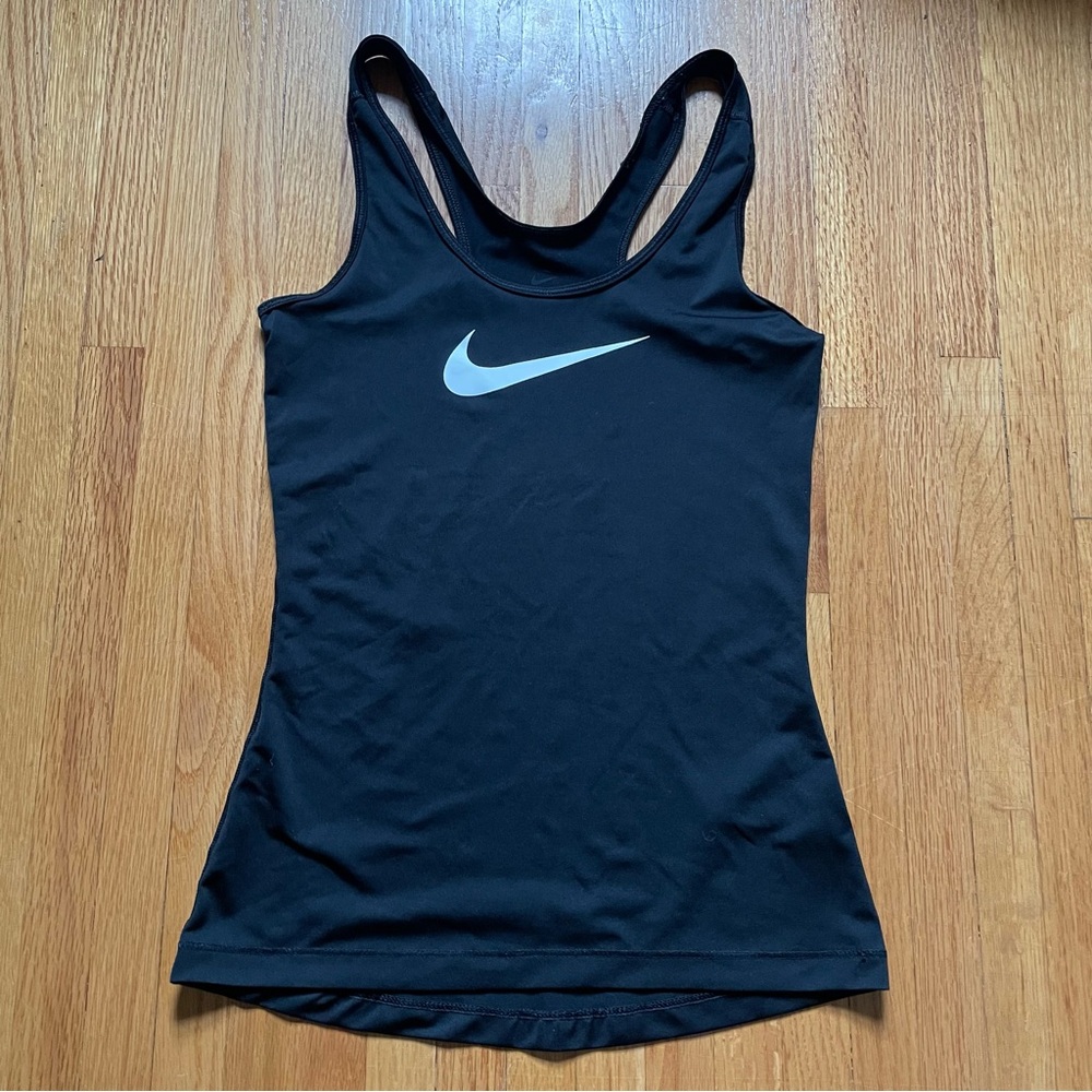 Nike Dri Fit Tank Top Women XS Black Racer Back Top Gym Yoga Running Marathon